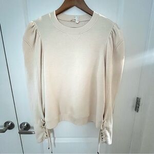 Ulla Johnson Cream Sweatshirt Puff with Lace-Up Sleeves